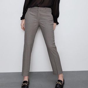 Zara women's XS pants houndstooth plaid chino pants